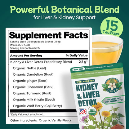 Dandelion Wolfberry Tea – Kidneys & Liver Tea with Milk Thistle, Goji Berry