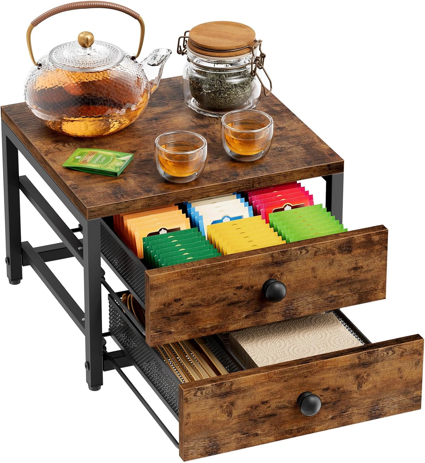Plaviya Tea Bag Organizer and Storage with 2 Drawers for Countertop