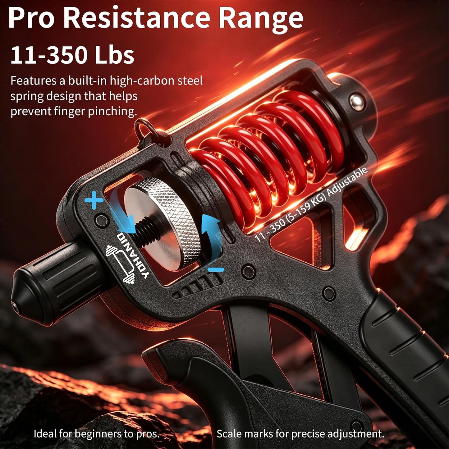 Adjustable 11-350 Lbs, Grip Strength Trainer, Forearm Hand Exerciser for Strength with Digital Counter, Hand Gripper Strengthener for Athletes Muscle Building Hand Treatment Strength Recovery.