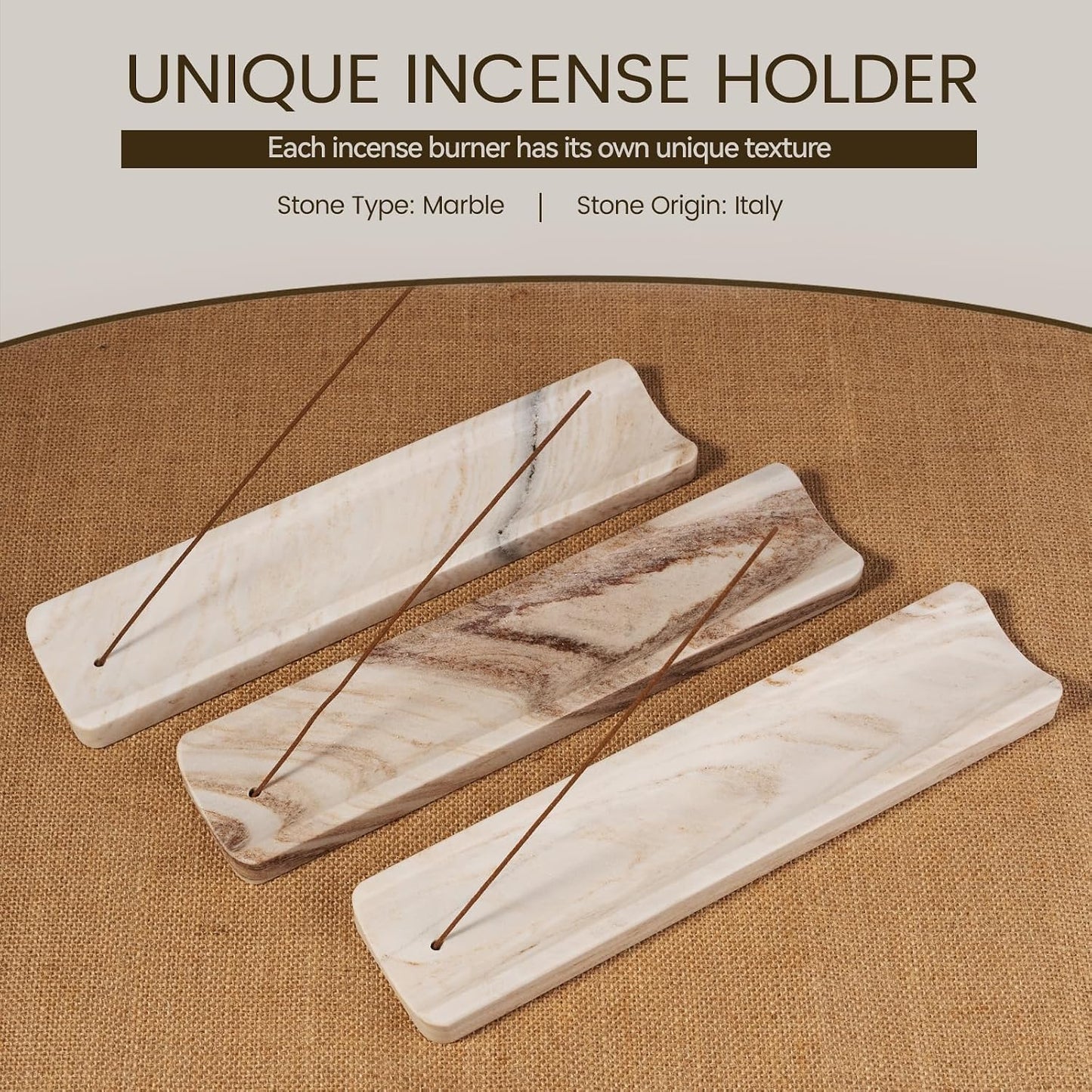 Koville Marble Incense Holder, Incense Holder for Sticks, Incense Sticks Holder Ash Catcher for Meditation Yoga SPA, Natural Stone Incense Burner, Home Table Decor (Grey)