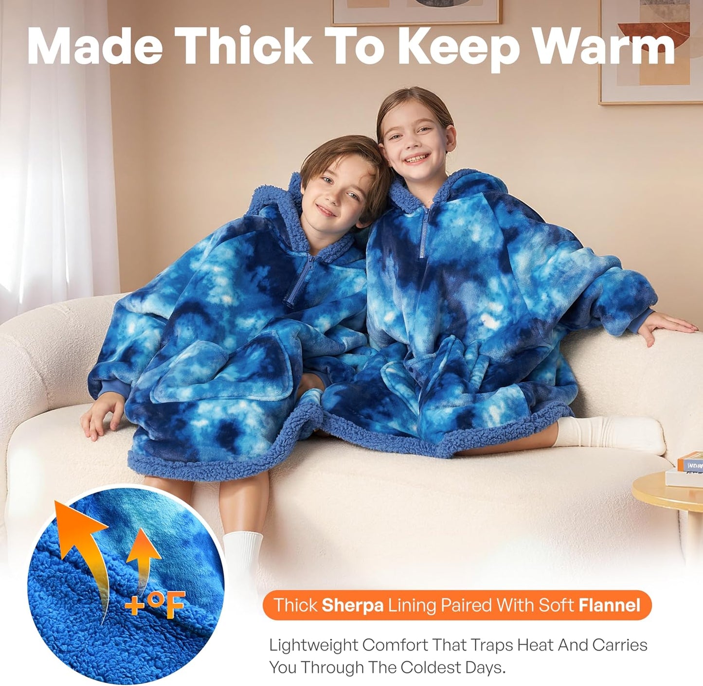 Giggling Getup Wearable Blanket Hoodie for Adults Gifts for Teen Girls Sister Women Sherpa Fleece Printed Hooded Blanket Sweatshirt Warm Cozy with Pocket & Sleeves Beige Cat