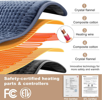 VAAGHANM Heating Pad: 33 x 17 inches Electric Heating Pad for Back -Extra Large Heat Pad for Shoulder/Neck/Knee/Arms - Upgraded 6 Timer & 6 Temperature Controller -Auto Shut Off- Gift for Mom