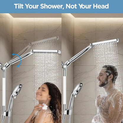 MakeFit Dual Filtered Rain Shower Head Combo, High Pressure Handheld Shower Head with Adjustable Bar - Rainfall Shower Head And Showerhead with Filter for Hard Water - Removes Chlorine
