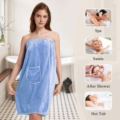 PJGGZ Towel Wrap for Women, Adjustable Button Quick Dry Absorbent Bath Wrap