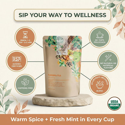 Gardenika Organic Loose Leaf Tea Sampler – 8 Pack, 1 LB – Herbal and Naturally Caffeine-Free Set - Ayurvedic Assortment Blend