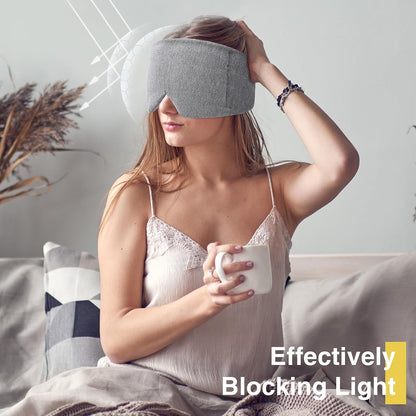 FRESHME Weighted Eye Mask for Sleeping - Gray Blackout (0.7lb/11oz) Cotton Heavy Weighted Eye Pillow for Men Women, Oversize Large Soft Sleep Face Eyes Cover with Nose Pad for Sidesleeper