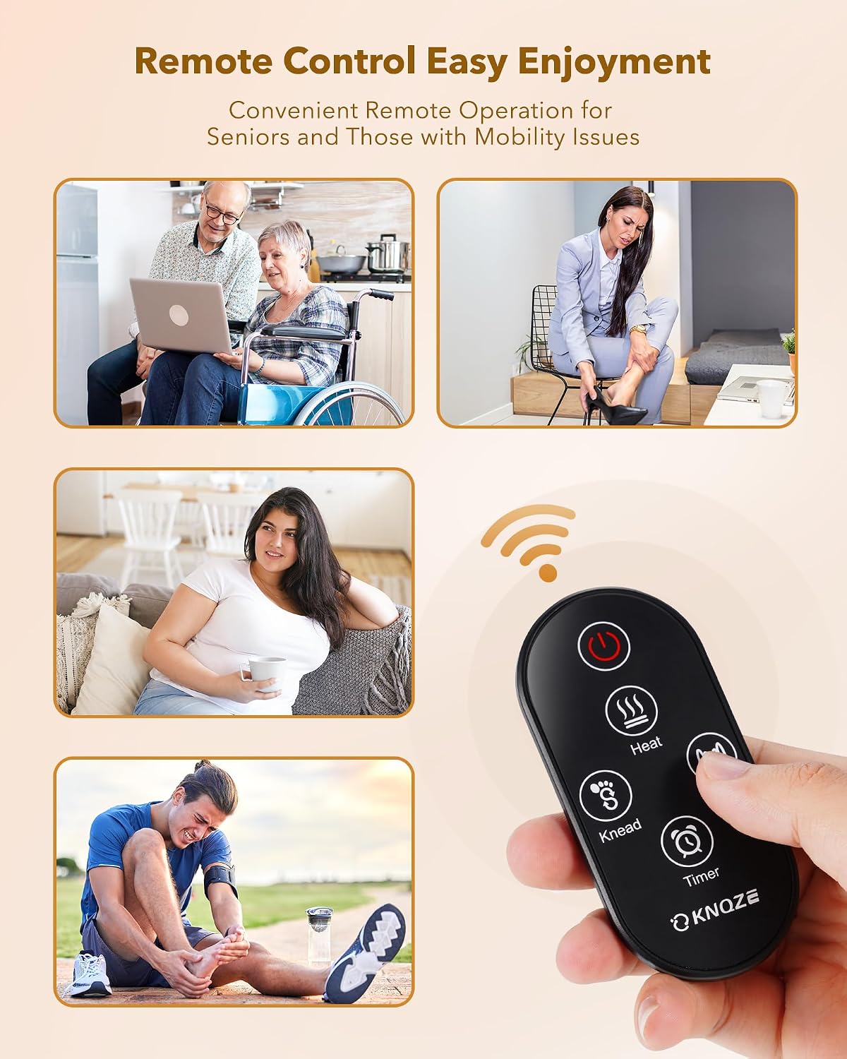 KNQZE Foot Massager with Heat and Remote, Shiatsu Deep Kneading Feet Massager for Plantar Fasciitis & Neuropathy, Foot Warmer, Gifts for Mom Women Men Dad, Fits Up to Men Size 12(Black)
