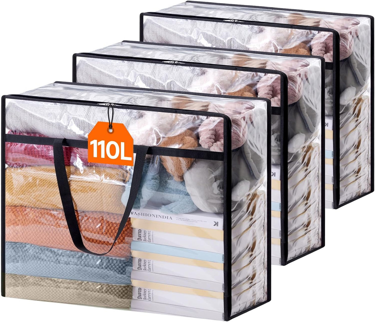 Lifewit 45L Clear Clothes Storage Bags,Plastic Foldable Blanket Storage Bag