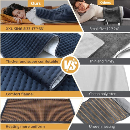 Heating Pad for Back Pain Relief, FSA Eligible HSA,17" x 33" Extra Large Heating Pads for Cramps, Electric Heating Pad with 6 Temperature Controller, Moist & Dry Heat, Auto Shut-Off, Machine Washable