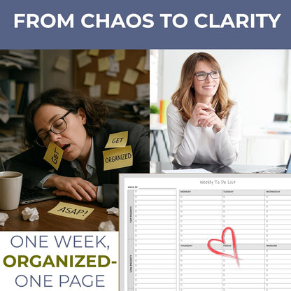 Life Charge Weekly Planner Notepad for Work & Home, Weekly To Do List Pad with Daily Checklist, Priority & Notes, 60 Pages, 8.5 x 11 Letter, Landscape
