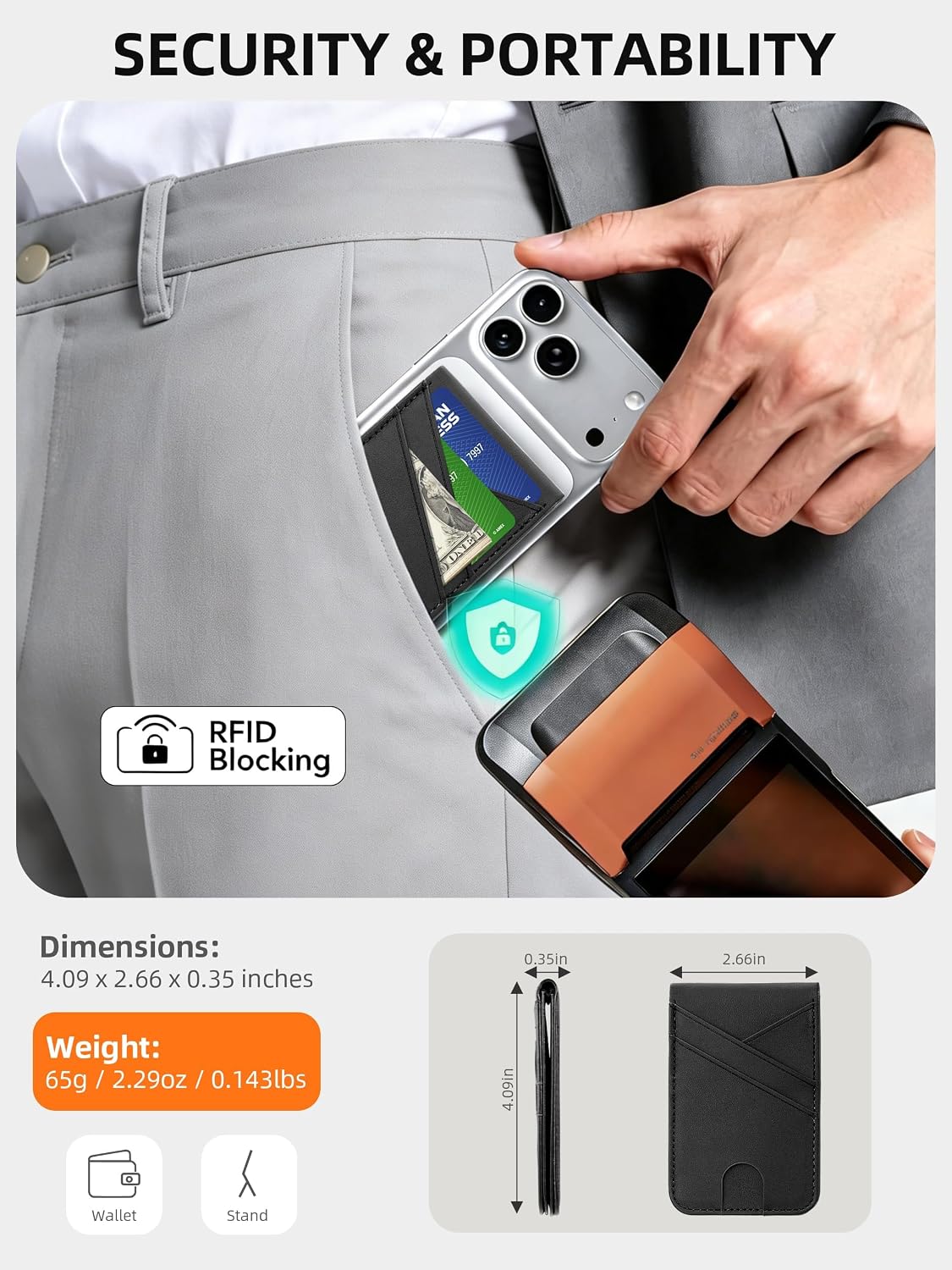 TopMade Magnetic Wallet Stand Tracker for Magsafe (iOS Only), Black
