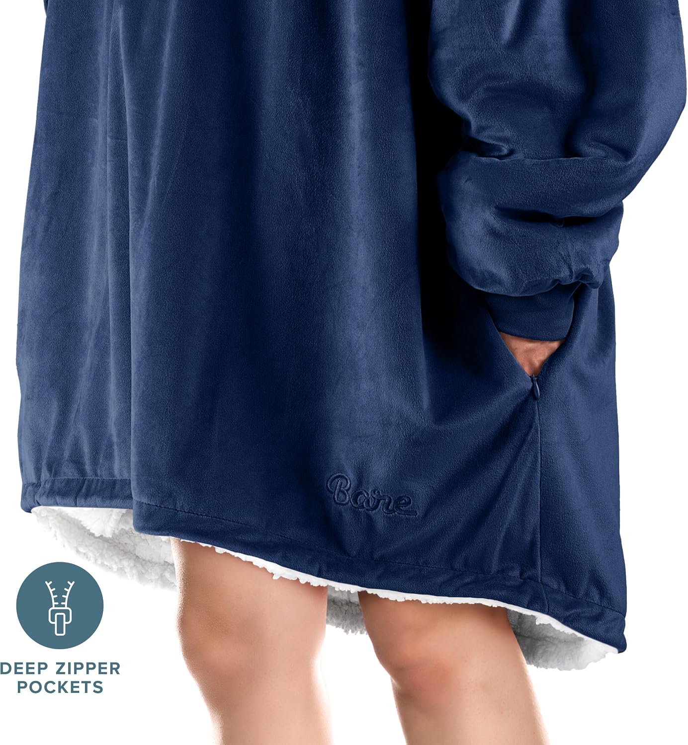 Bare Home Wearable Blanket Hoodie - Soft Plush Sherpa - Warm and Cozy - Oversized Wearable Blanket