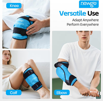 NEWGO Knee Ice Pack Wrap, Ice Pack for Knees Cold Compression Therapy for Knee Replacement Surgery, Arthritis Pain, ACL, Swelling, Sports Injuries (21.7" x 9.8") - Blue