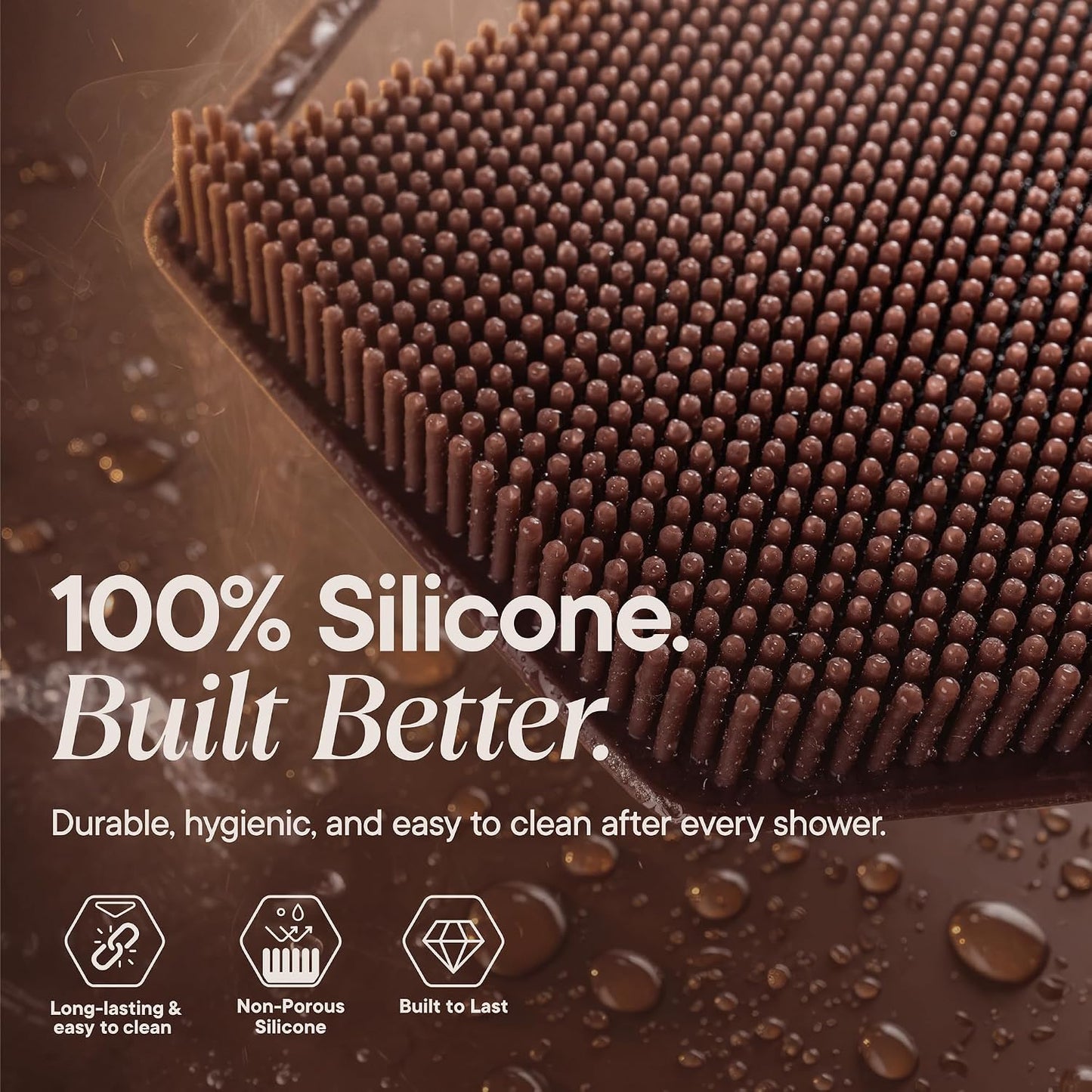 TOOLETRIES Premium Silicone Body Scrubber 2.0, Hygienic Loofah Alternative, Exfoliating Shower Scrubber for Sensitive Skin, Quick Drying & Long-Lasting Bathroom Essentials for Men & Women - Charcoal