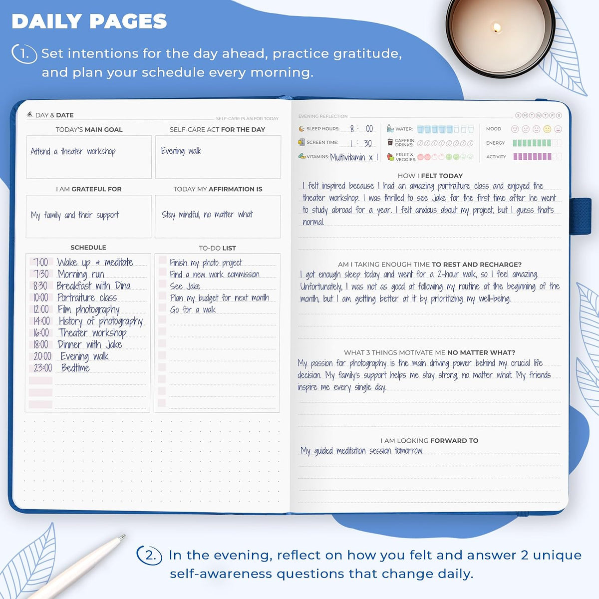 Clever Fox Self-Care Journal for Women, Daily Planner 5.8x8.3 Aquamarine