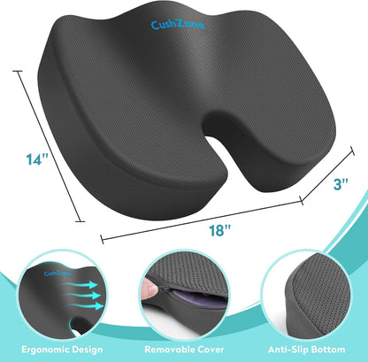Office Chair Seat Cushion, Cooling Gel Enhanced Memory Foam Cushion for Long Sitting - Back, Sciatica, Coccyx, Tailbone Pain Relief Pillow - for Office, Gaming, Car, Wheelchair - Black, Large
