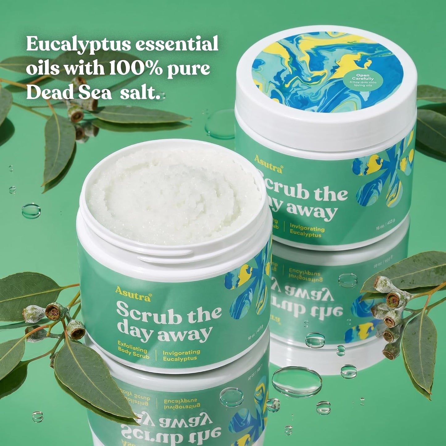 ASUTRA Dead Sea Salt Essential Oil Body Scrub Exfoliator (16 Ounce)