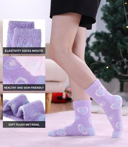 SDBING Fuzzy Socks for Women Soft Fluffy Home Sleeping Socks Cozy Warm Slipper Socks 6 or 5 Pairs