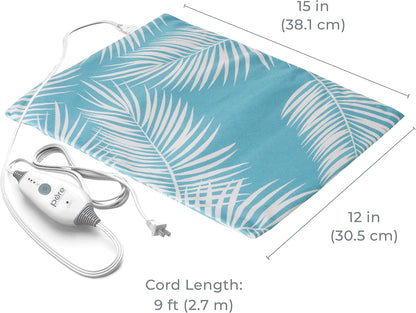 Pure Enrichment PureRelief Express Designer Series Electric Heating Pad - 12” x 15” Fast-Heating with 4 Heat Settings, Machine-Washable Fabric, & 2-Hour Auto Safety Shut-Off - Cerulean Diamond