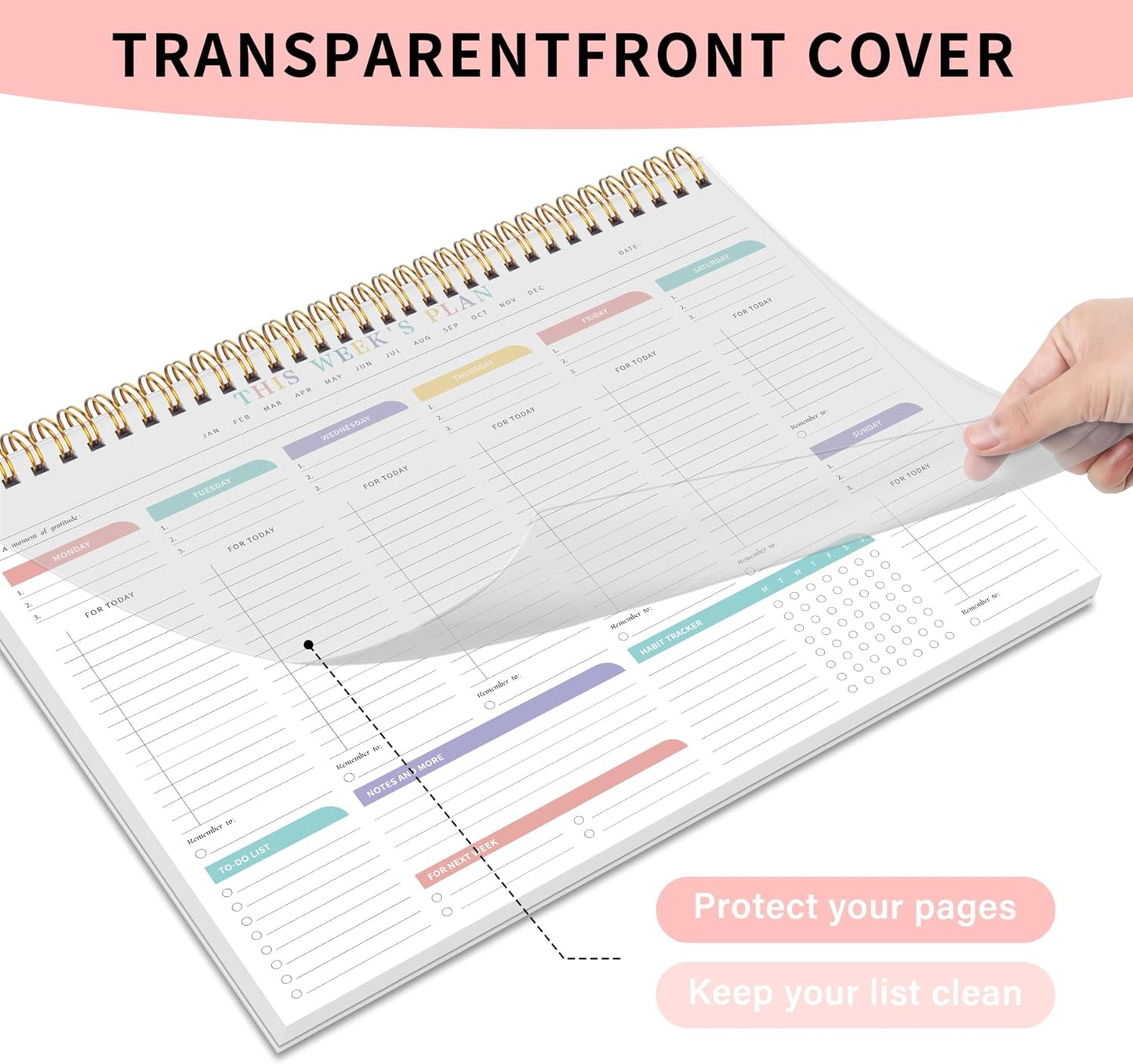 Weekly To Do List Notepad with 52 Undated Sheets（8.5"×11"）- Weekly Desk Planner Pad with Spiral Binding for Women & Man, Office, School and Home Personal Organizer