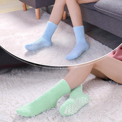LINEMIN Non-Slip Fuzzy Socks for Women - Cozy Hospital Soft Fluffy Socks With Grips - Winter Warm Slipper