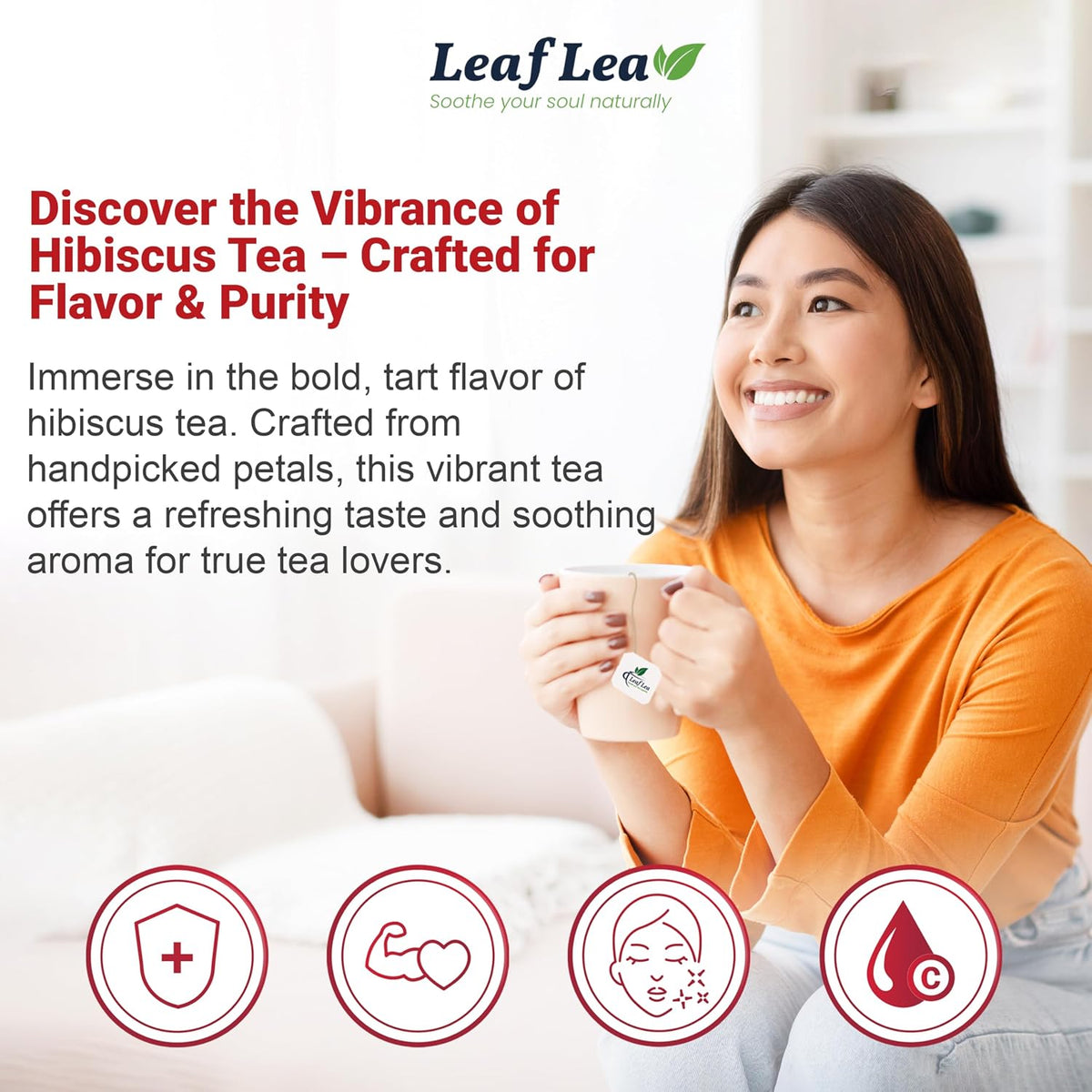 LeafLea 120 Hibiscus Tea Bags, Rich Flavor & Color, 120 Count