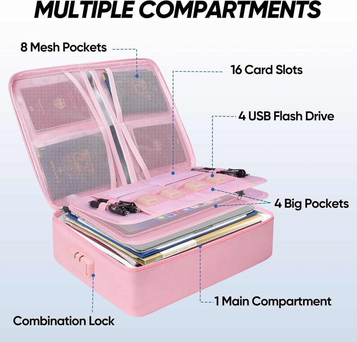 BALEINE Fireproof Document Box with Lock, Waterproof Fire Safe File Bag