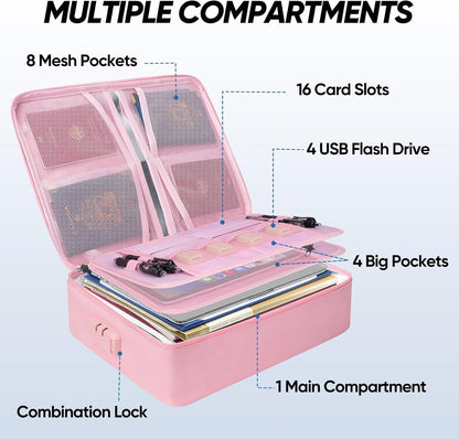 BALEINE Fireproof Document Box with Lock, Waterproof Fire Safe File Bag