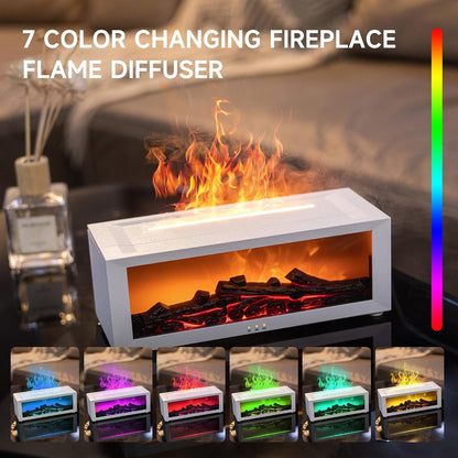 TMEHM Fireplace Flame Air Diffuser Humidifier,7 Colors Aromatherapy Essential Oil Diffuser,Ultrasonic Aroma Humidifier with Timer for Home,Bedroom,Office,Yoga (Black)