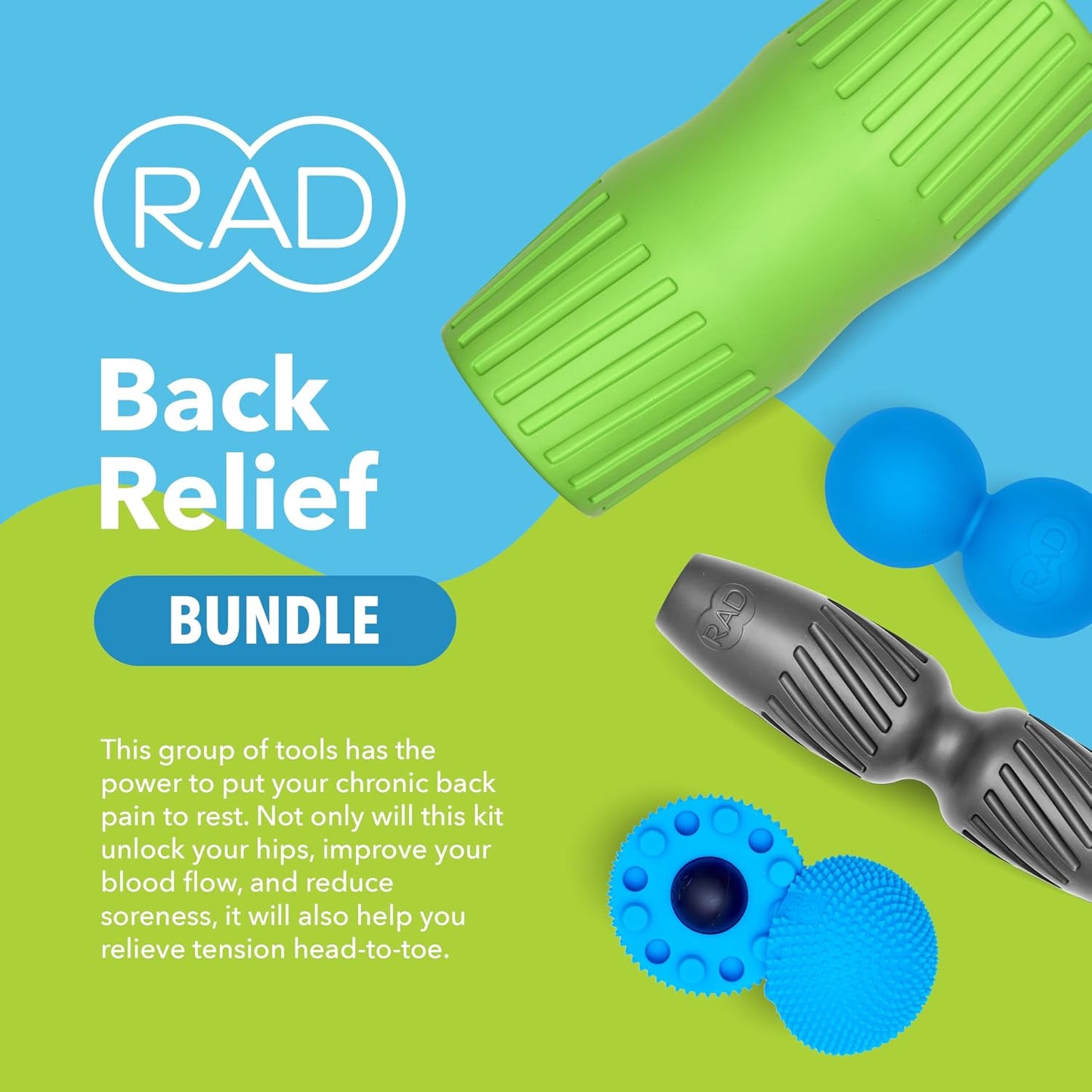 RAD Point Release Kit / 5-in-1 Massage Tool Kit with Block, Massage Balls and Peanut Roller for Self Massage, Mobility and Recovery