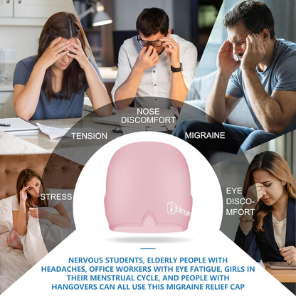 Migraine Relief Cap, All Around Gel Covered Reusable Headache Relief Cap, Black Migraine Cap for Headache Relief, Puffy Eyes