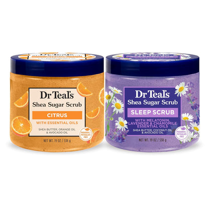 Dr Teal's Shea Sugar Sleep Scrub, with Melatonin, Lavender, & Essential Oils, 19oz (Pack of 3)