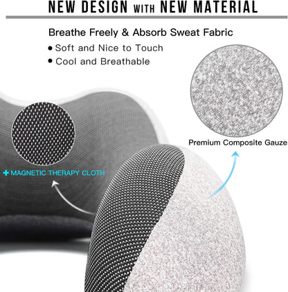 MLVOC Neck Pillow for Traveling, Upgraded 100% Pure Memory Foam Travel Neck Pillow for Airplane Flight Sleep, Breathable & Machine Washable Cover, Travel Kit with 3D Eye Mask, Earplugs & Bag, Black