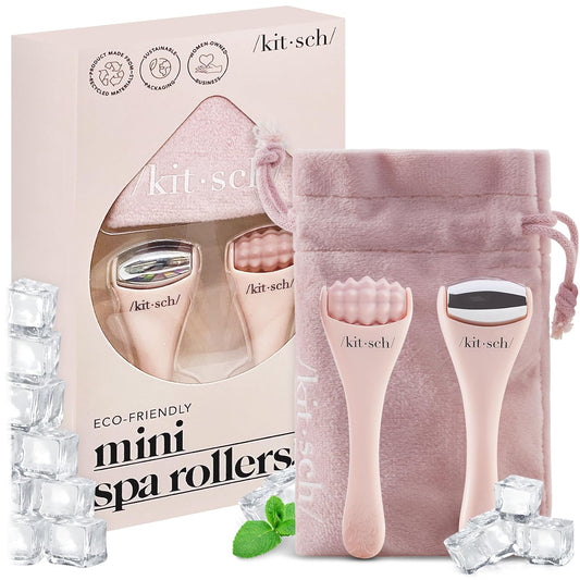 Kitsch Ice Roller for Face – Stainless Steel Ice Face Roller to Reduce Puffiness, Redness & Headaches – Cooling Facial Roller for Skin Care, Irritation Relief & Spa-Like Experience at Home-Pink