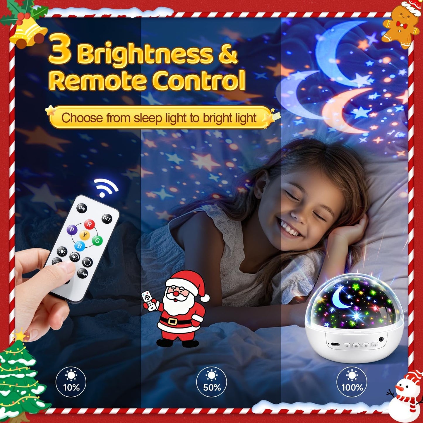 COOLNIGHT Night Light for Kids,93 Lighting+3 Films Kids Night Light Projector,Remote+Dimmable Star Projector,360° Ceiling Stars Glow in The Dark Stars,Christmas Gifts for 4 Year Old Boy Birthday Gift