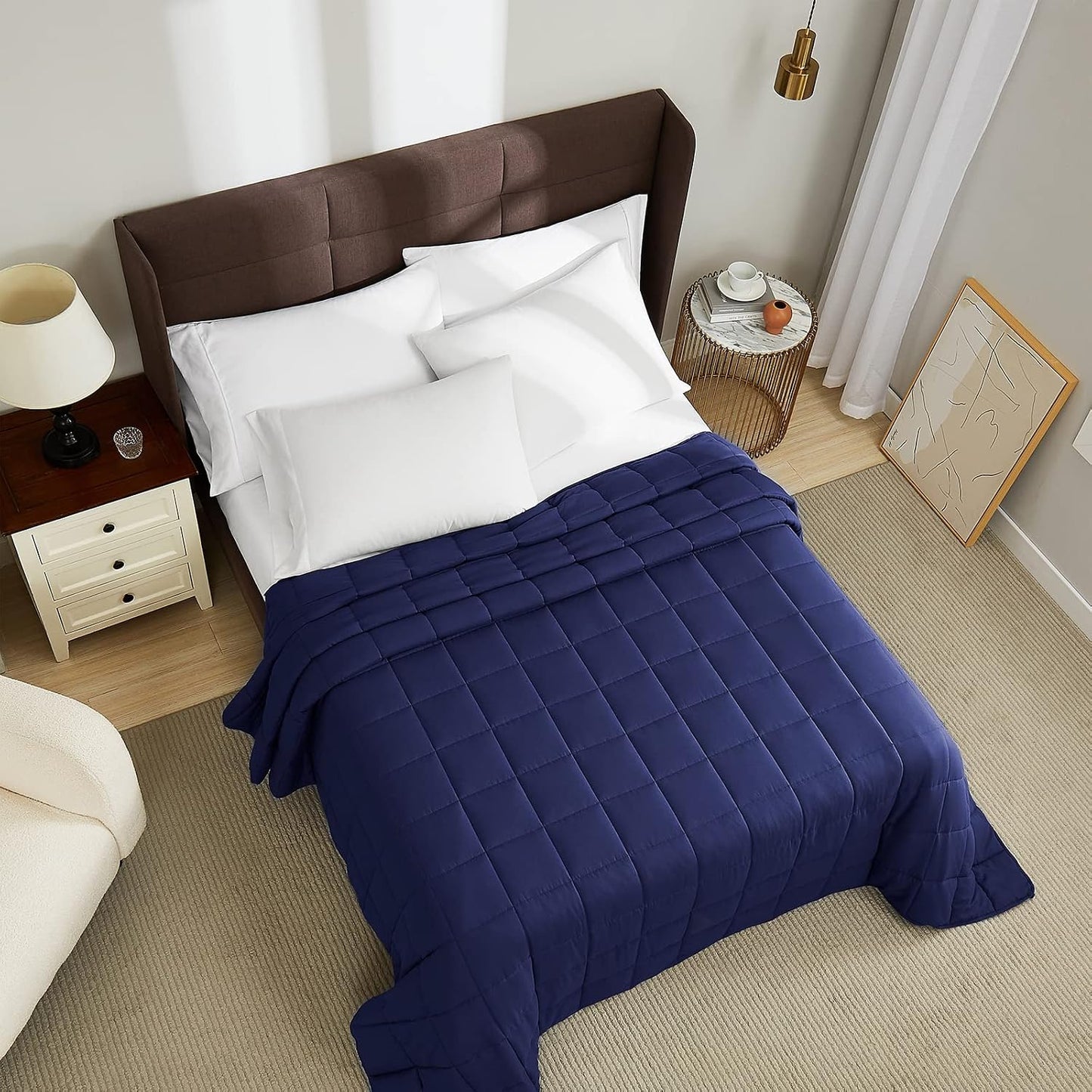 L'AGRATY Weighted Lap Pad 7lb: Small Weighted Blanket for Adults - Cooling Portable Travel Blanket for Relaxation Sleeping - Washable All-Season (29" x 24")