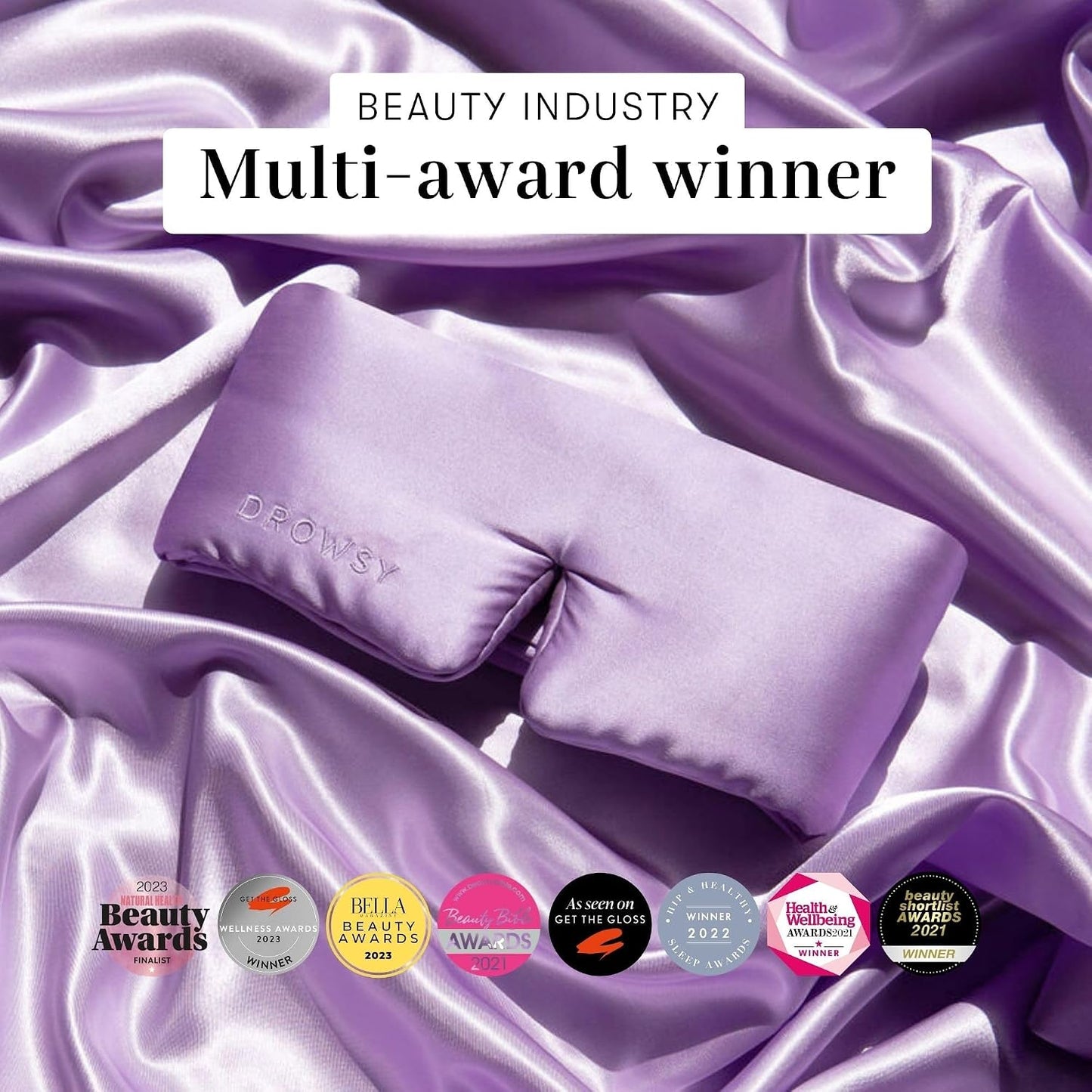 DROWSY Silk Sleep Mask - Face-Hugging, Padded Cocoon for Luxury Sleep in Total Darkness - 100% Pure Mulberry Silk (Black Jade)