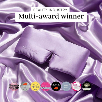DROWSY Silk Sleep Mask - Face-Hugging, Padded Cocoon for Luxury Sleep in Total Darkness - 100% Pure Mulberry Silk (Black Jade)