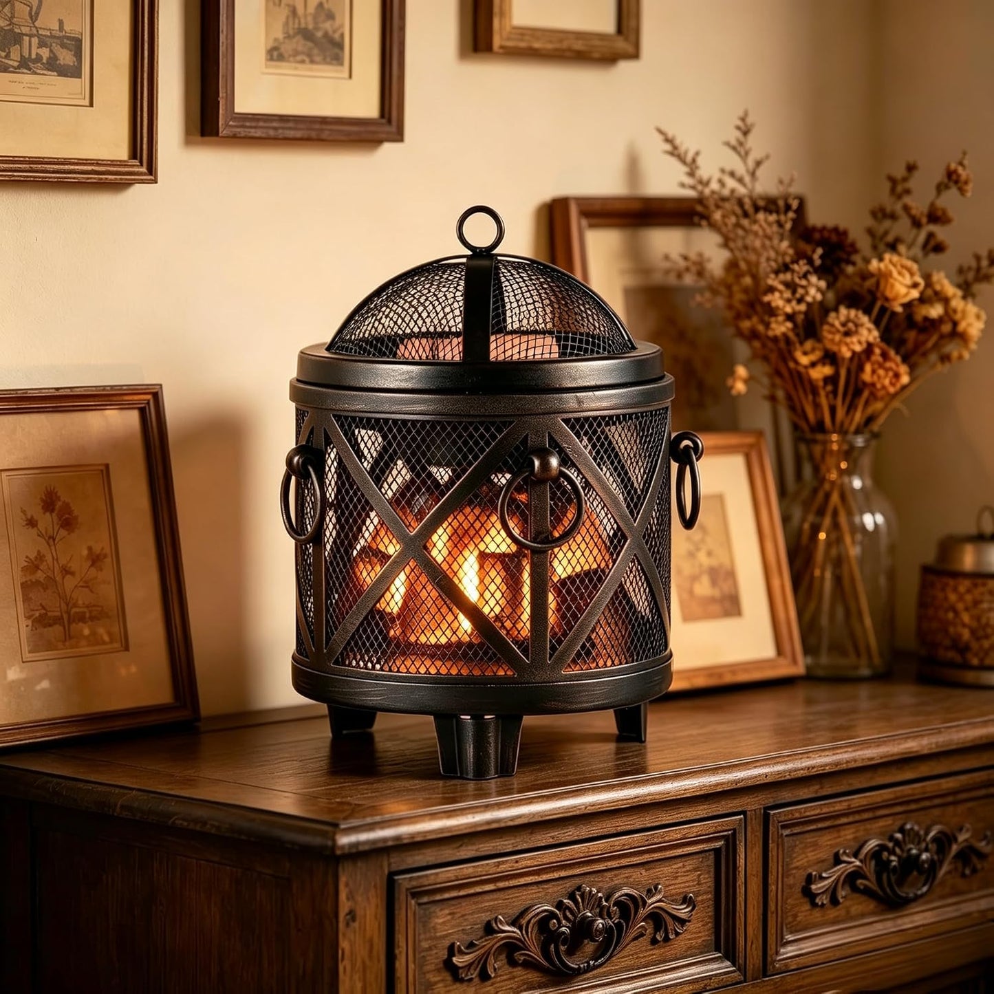 Dicimi Wax Melt Warmer,4-in-1 Electric Wax Melter,Oil Burner,Fireplace Wax Warmers, for Home Office Bedroom Aromatherapy Present and Decorations (Bronze, Fireplace Stove)