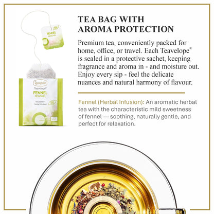 Ronnefeldt Teavelope Fennel Herbal Tea Bags, Caffeine Free, 25 Ct