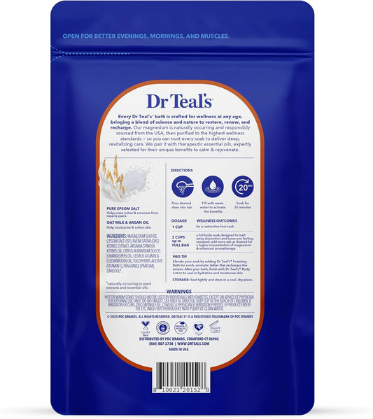 Dr Teal's Epsom Salt Magnesium Soak, Soothe & Comfort with Oat Milk & Argan Oil, 3 lbs