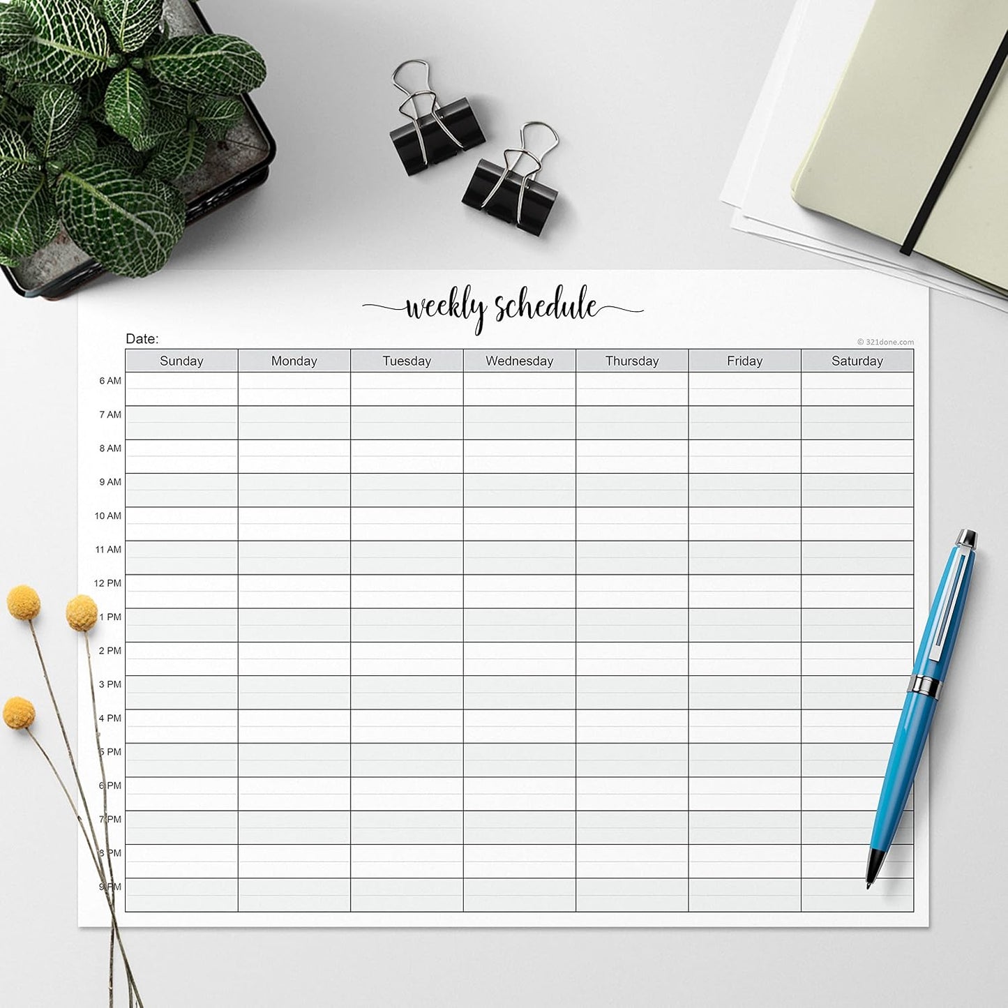 321Done Weekly Schedule Planning Notepad - 50 Sheets 11x17 Size - Mon-Sun Hourly Appointment Productivity Weekly Planner Tear-Off Note Pad, Made in USA