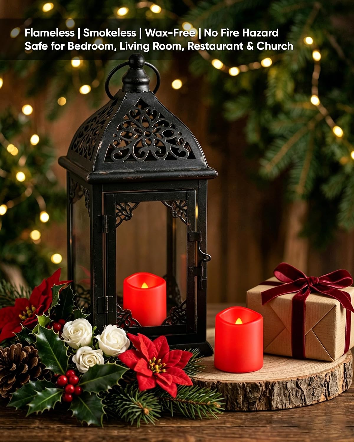 Homemory 24Pack Flickering Flameless Votive Candles for Wedding Decoration, 200+Hour Warm White Battery Operated LED Tealight, Electric Fake Candles for Party, Receptions, Halloween, Christmas