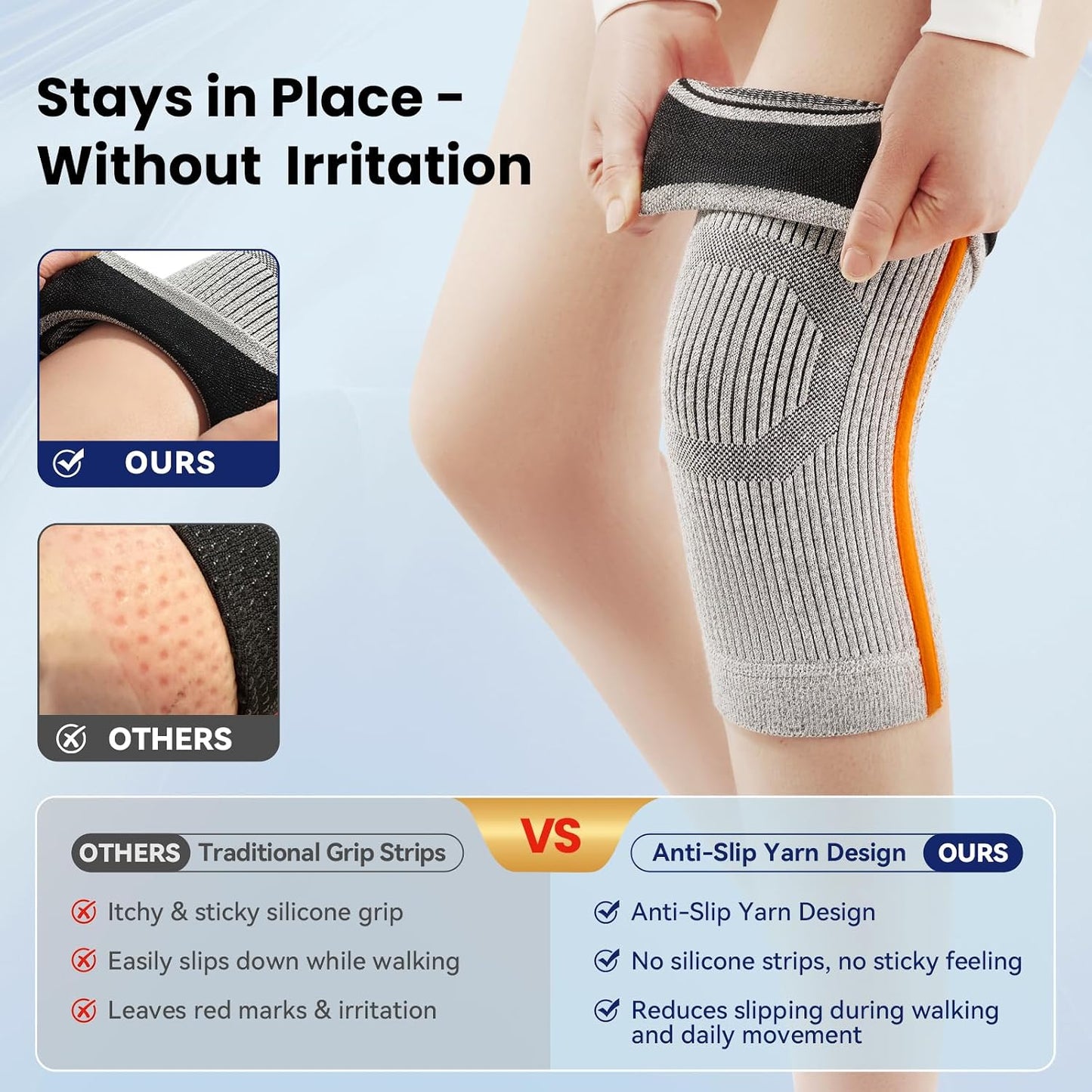 JOMVD Knee Compression Sleeve for Arthritis Pain – Knee Brace for Knee Pain Relief, Meniscus Tear, Inflammation, Circulation, Swelling & Injury Recovery – Anti-Slip Breathable Support for Women & Men,Medium