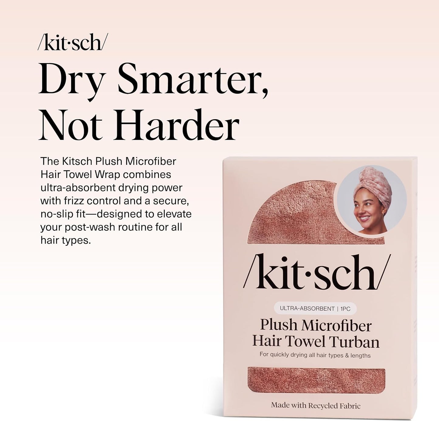 Kitsch Plush Microfiber Hair Towel Wrap for Women – Ultra Absorbent Microfiber Bath Towels for Wet, Curly, Long or Short Hair – Anti-Frizz Hair Wrap, Great Hair Care Gifts for Women