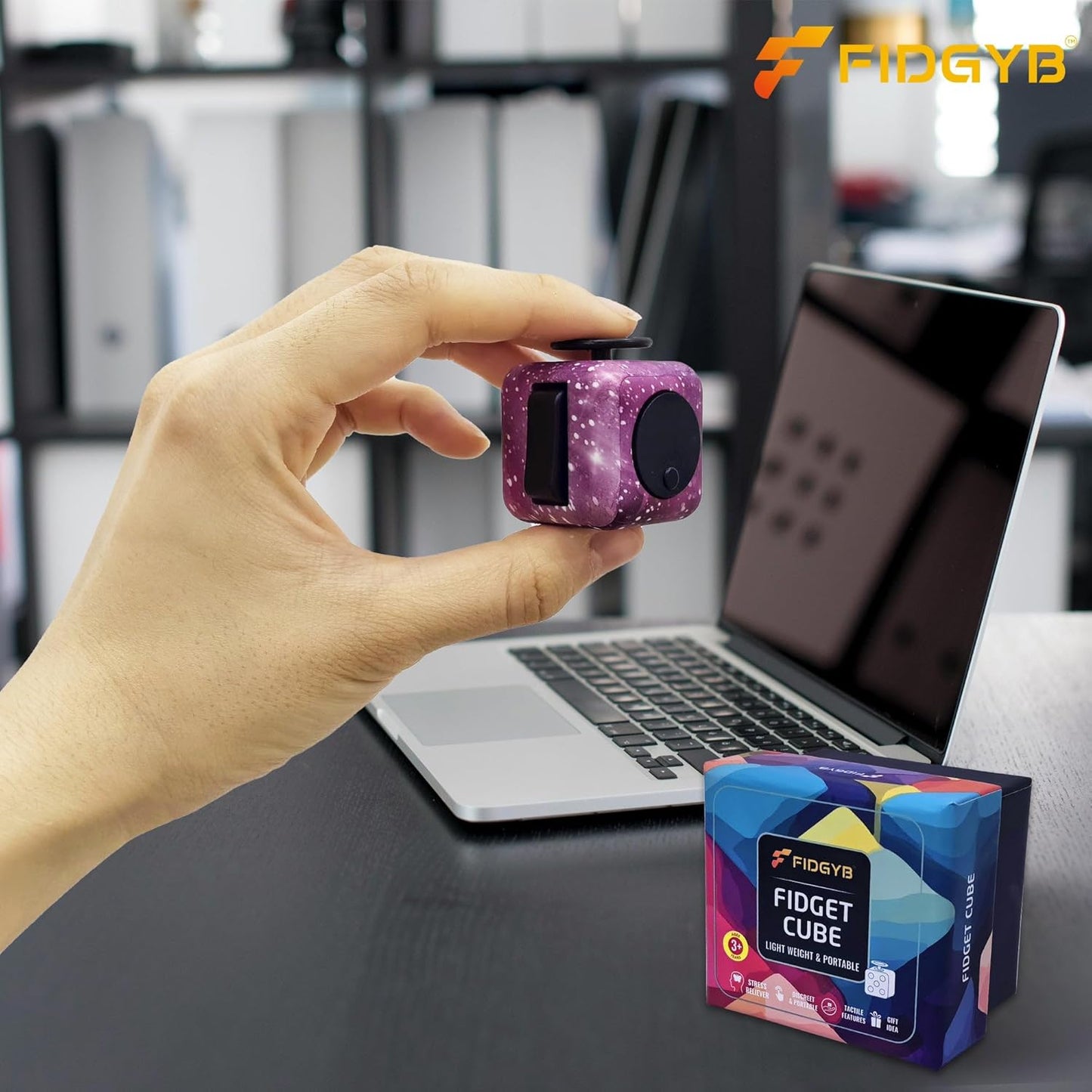 Cube Fidget Stress Relief Toy for Adults & Kids, Smooth, Quiet Sensory Toy for Anxiety, Focus & ADHD Idea[Starry]