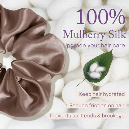 OLESILK Silk Scrunchies Oversized 100% Mulberry: Large for Women& Girls Long Thick Hair, Soft Smooth for No Damage Hair Care Sleeping
