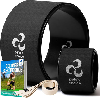 Extra Wide Yoga Wheel, Mini Yoga Wheel - Beginner Friendly Yoga Kit. More Comfortable, Stable and Safer Back Roller. Improve posture, better mobility. Ideal Home Exercise. Relieve Back Pain.