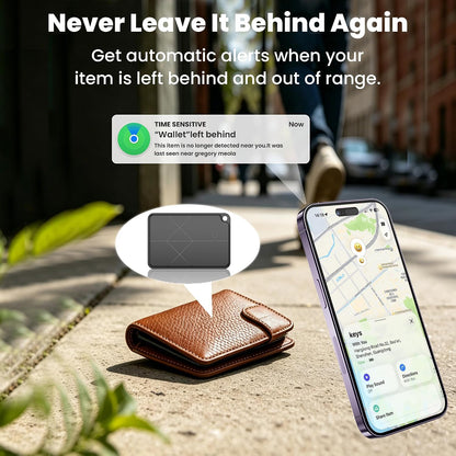 Wallet Tracker Card for iOS & Android - Ultra-Thin Credit Card Size Tracker Card, Works with Apple Find My & Google Find Hub, IP65 Waterproof & Wireless Charging for Wallet/Luggage/Passport