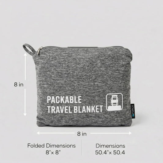 GForce Jersey Knit Travel Blanket| Packable| Fits Over Handle | Soft| Easy to Travel| Grey | Travel | Bag | Blanket |